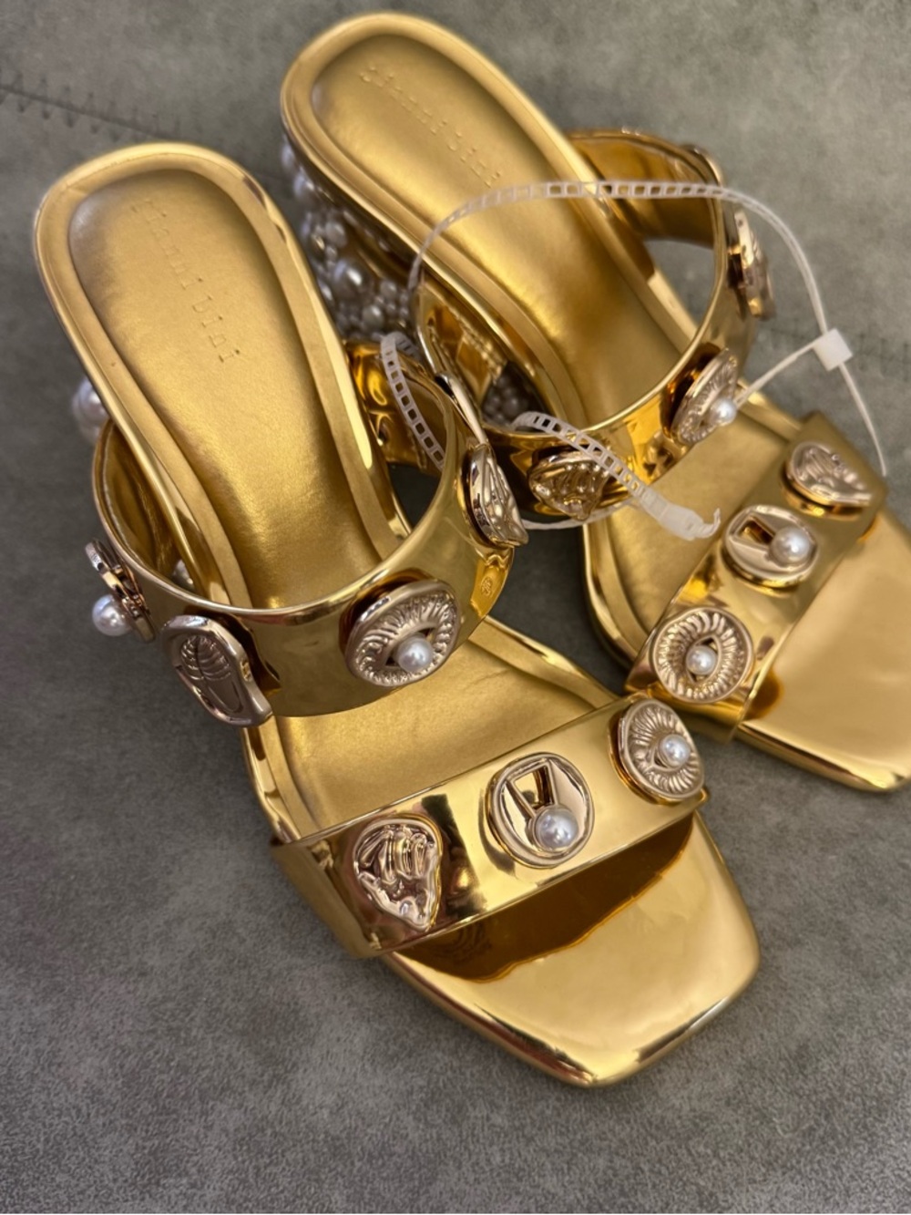NWT Gianni Bini Penei Metallic Pearl Ornament
Detail Slide Sandals Sz 7 - Picture 4 of 8